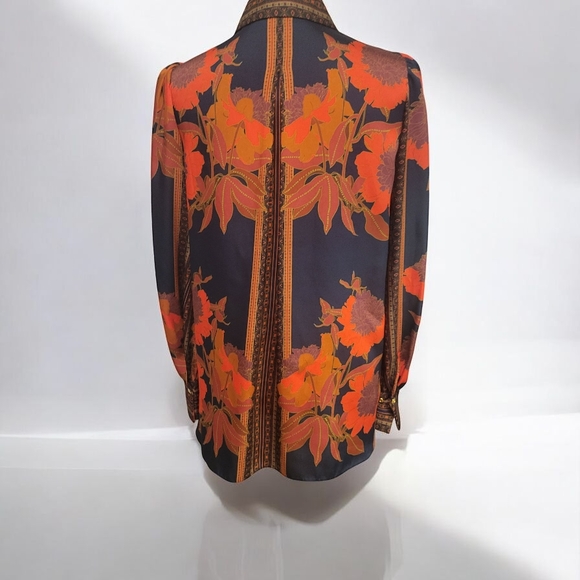 Elie Tahari Bold Floral Graphic Print Button-Up Blouse Size M - Picture 2 of 9